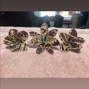 Homemade Flowers. Polynesian Prints & NFL Teams.